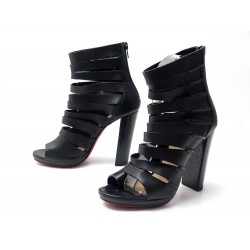 CHAUSSURES CHRISTIAN LOUBOUTIN DECOUPATA BOTTINES 36 EN CUIR NOIR AJOUREES 1100€