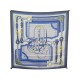 FOULARD HERMES COACHING PAR JULIA ABADIE SOIE BLEU + BOITE BLUE SILK SCARF 3€