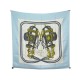 FOULARD HERMES BRIDES DE GALA PAR HUGO GRYGKAR SOIE BLEU + BOITE SILK SCARF 370€