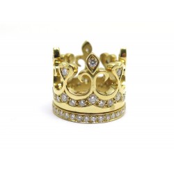 BAGUE COURONNE ET ALLIANCE OR JAUNE 18K 64 DIAMANTS 2CTS 19.3GR