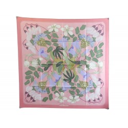 FOULARD HERMES FLORA GRAECA PAR NIKI GOULANDRIS SOIE ROSE CARRE SILK SCARF 370€