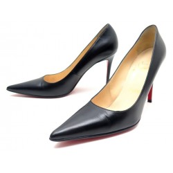 CHAUSSURES CHRISTIAN LOUBOUTIN ESCARPINS CUIR NOIR 39.5 