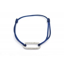 BRACELET DINH VAN MAILLON XL OR BLANC 18K DIAMANTS SUR CORDON BLEU + ECRIN 1550€