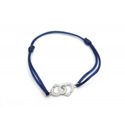 BRACELET DINH VAN DOUBLE COEUR OR BLANC ET DIAMANTS