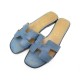 CHAUSSURES HERMES SANDALES ORAN 40 EN CUIR BLEU BLUE LEATHER SANDAL SHOES 480€