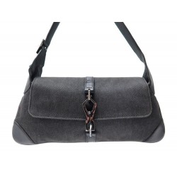 SAC A MAIN GUCCI JACKIE 90667 EN TOILE ET CUIR NOIR LEATHER HAND BAG PURSE 910€