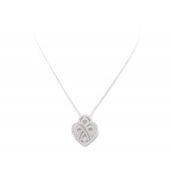 NEUF COLLIER POIRAY CURS ENTRELACES DIAMANTQS OR BLANC 18CT 