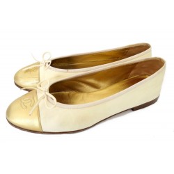  CHAUSSURES BALLERINES CHANEL BEIGE 40 + BOITE 