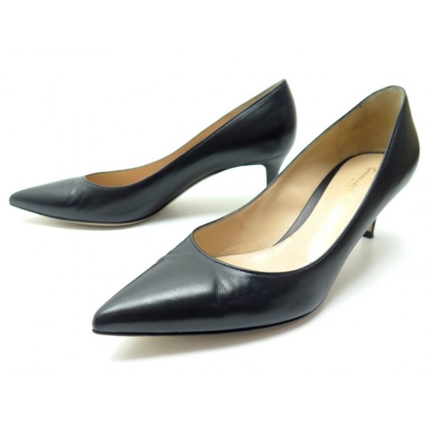 CHAUSSURES GIANVITO ROSSI 20336 ESCARPINS 39 CUIR NOIR + BOITE LEATHER PUMP 560€