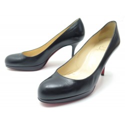 CHAUSSURES CHRISTIAN LOUBOUTIN PRORATA 90 ESCARPINS 38.5 CUIR NOIR + BOITE 640€