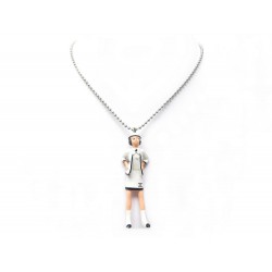 COLLIER CHANEL PENDENTIF FIGURINE COCO BLANC CHAINE 80 CM METAL NECKLACE PENDANT