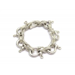 BRACELET GAETAN DE PERCIN POUR HERMES CORDAGE & MANILLE T 18 62GR ARGENT SILVER