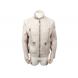 VESTE EN CUIR JUST CAVALLI HOMME L 52 54 BLOUSON BEIGE LEATHER JACKET 520€