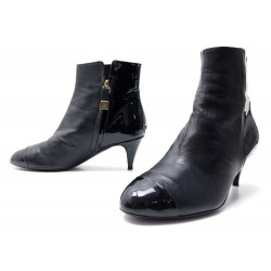 BOTTINES CHANEL CUIR VERNI 