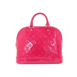 NEUF SAC A MAIN LOUIS VUITTON ALMA PM M90974 CUIR MONOGRAM VERNIS ROSE BAG 1750€