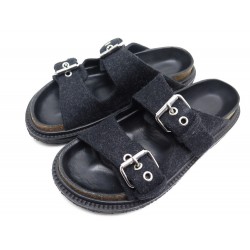 CHAUSSURES ISABEL MARANT 38 SANDALES MULES TISSU NOIR BLACK SHOES 440€