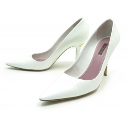 CHAUSSURES LOUIS VUITTON ESCARPINS 40 CUIR VERNI BLANC + BOITE PUMP SHOES 380€