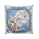 NEUF FOULARD HERMES NEIGE D ANTAN CATY LATHAM SOIE BLEU + BOITE SILK SCARF 370€