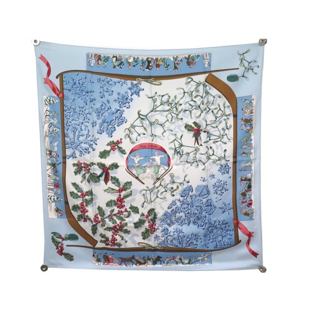 FOULARD HERMES NEIGE D ANTAN SOIE BLEU