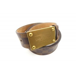 CEINTURE LOUIS VUITTON INVENTEUR 100 EN TOILE DAMIER EBENE HOMME BOITE BELT 515€