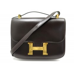 NEUF SAC A MAIN HERMES CONSTANCE EN CUIR BOX MARRON 