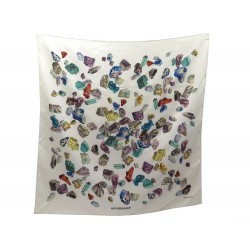 FOULARD HERMES LES MINERAUX GRYGKAR CARRE 90 EN SOIE BEIGE SILK SCARF 370€