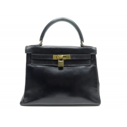 VINTAGE SAC HERMES KELLY 30 CUIR BOX NOIR 