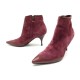 CHAUSSURES MICHEL VIVIEN 39.5 40 BOTTINES EN DAIM BORDEAUX LOW BOOTS SHOES 595