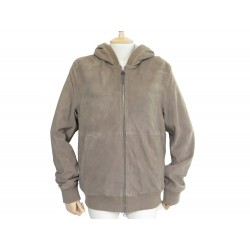 NEUF VESTE HACKETT LONDON SUEDE HOODY SWEAT CAPUCHE M 50 CUIR CHEVRE JACKET 660€