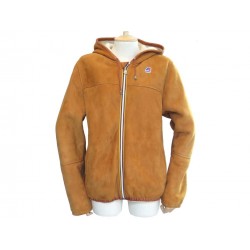 VESTE K-WAY LILY SWEAT CAPUCHE L 52 CUIR MOUTON RETOURNE BLOUSON JACKET 1100€