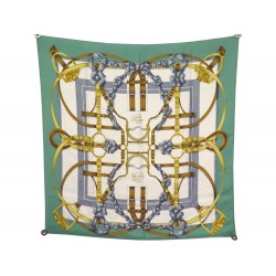 FOULARD HERMES GRAND MANEGE PAR HENRI D ORIGNY SOIE VERT GREEN SILK SCARF 370€