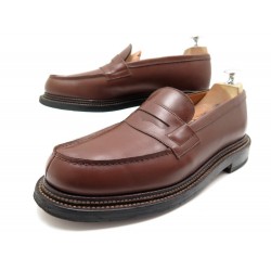 CHAUSSURES JM WESTON MOCASSINS 385 TRIPLE SEMELLES 9D 43 CUIR MARRON SHOES 810€