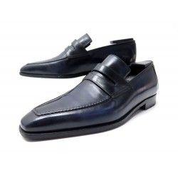 CHAUSSURES BERLUTI MOCASSINS ANDY DEMESURE 8 42 EN CUIR PATINE BLEU LOAFER 1720€