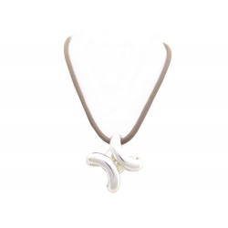 COLLIER HERMES PENDENTIF NOEUD ARGENT ET 2 LIENS 