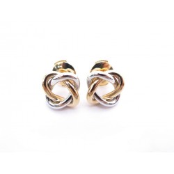 BOUCLES D'OREILLES POIRAY TRESSE 951030 OR BLANC & ROSE 3.1GR GOLD EARRINGS 940€