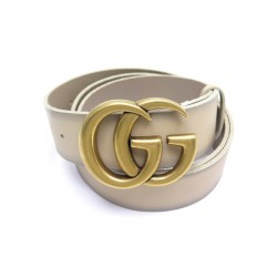 NEUF CEINTURE GUCCI DOUBLE G 406831 MARMONT T110 EN CUIR TAUPE LEATHER BELT 410€