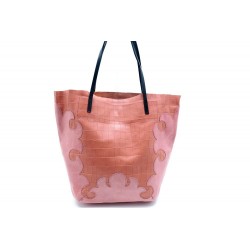 NEUF SAC A MAIN LINDE GALLERY LEZARD M CABAS CUIR FACON CROCO ROSE BAG 395€