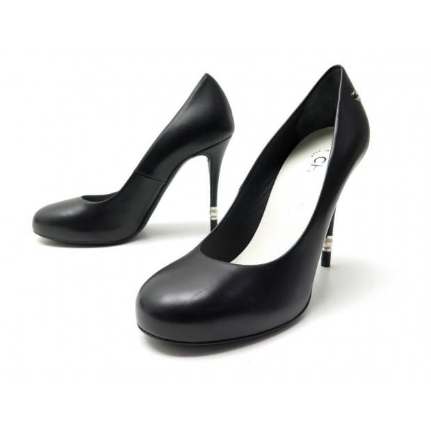 NEUF CHAUSSURES CHANEL ESCARPINS G30718 36.5 EN CUIR NOIR + BOITE SAC SHOES 690€