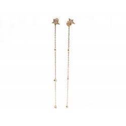 NEUF BOUCLES D'OREILLES GIGI CLOZEAU ETOILE PENDANTES EN OR ROSE & DIAMANTS 410€