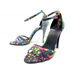 NEUF CHAUSSURES BALENCIAGA SANDALES A TALONS 37 EN TOILE MULTICOLORE SHOES 550€