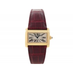 MONTRE CARTIER DIVAN OR JAUNE BRACELET CUIR CROCODILE QUARTZ 