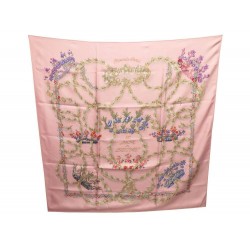 FOULARD HERMES LE SACRE DU PRINTEMPS HENRI D ORIGNY EN SOIE ROSE SILK SCARF 350€