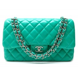 SAC A MAIN CHANEL TIMELESS GRAND CLASSIQUE JUMBO CUIR MATELASSE VERT PURSE 5350€