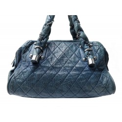 SAC A MAIN CHANEL BOWLING EN CUIR MATELASSE BLEU MARINE LEATHRER HAND BAG 3800€