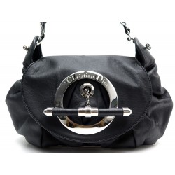 SAC A MAIN CHRISTIAN DIOR JAZZ CLUB CUIR NOIR BLACK LEATHER HAND BAG PURSE 1665€