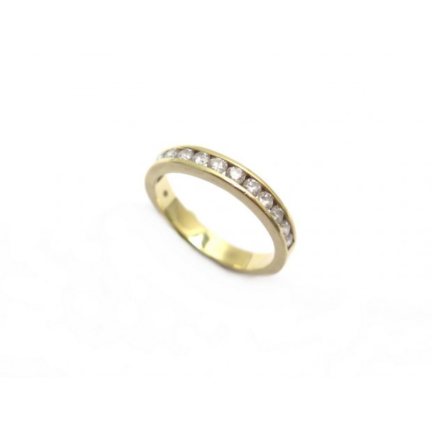 BAGUE T 51 EN OR JAUNE 18K SERTIE 13 DIAMANTS 0.39 CT 3.3 GR GOLD DIAMONDS RING