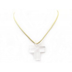 COLLIER PENDENTIF BACCARAT CROIX & CHAINE EN OR JAUNE 18K 10.7GR