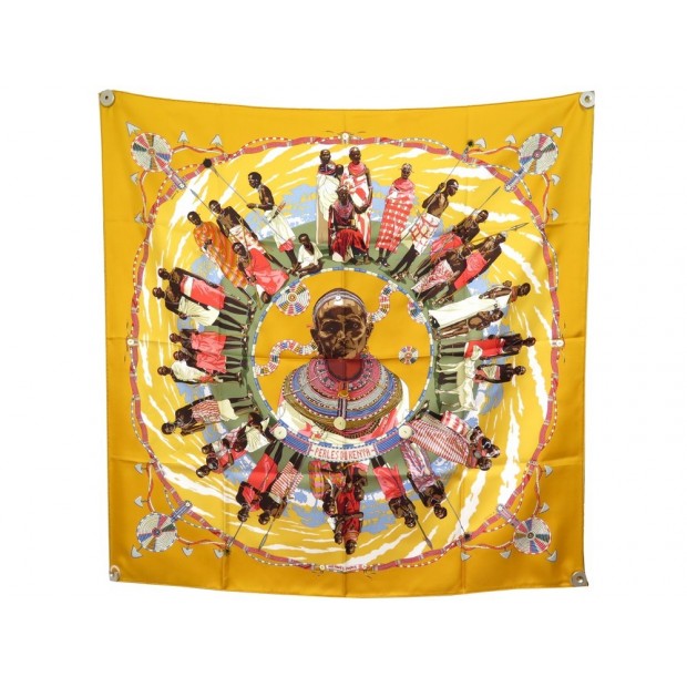 NEUF FOULARD HERMES PERLES DU KENYA RYBALTCHENKO SOIE CARRE 90 SILK SCARF 370€