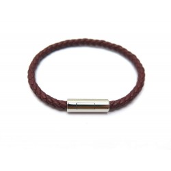 NEUF BRACELET HERMES GOLIATH H066218FP55T5 T17 CUIR TRESSE BORDEAUX JEWEL 320€