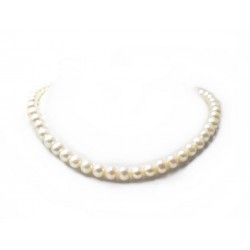 COLLIER 51 PERLES DE CULTURE BLANCHE 9 MM TOUR COU 43.5 CM PEARLS NECKLACE